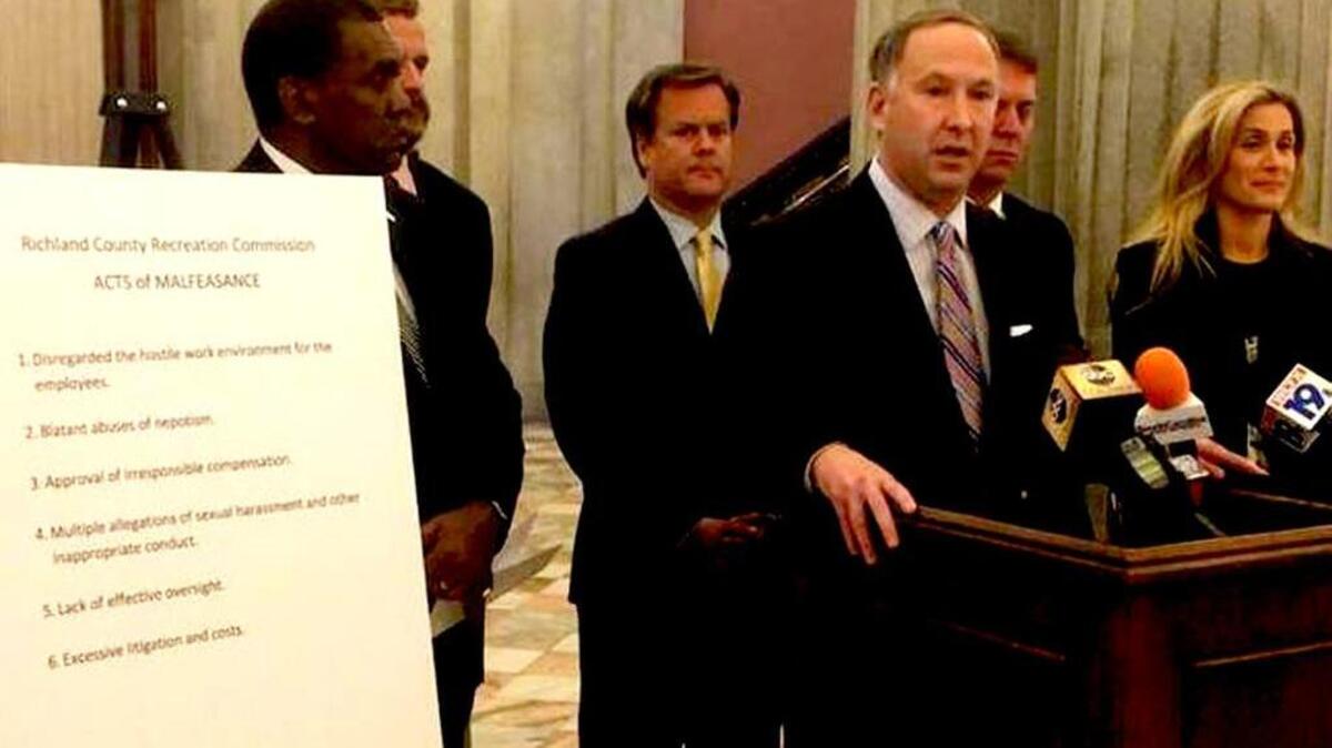 Sen Joel Lourie and other Richland legislators explain why five Richland County Recreation Commissioners need to resign.