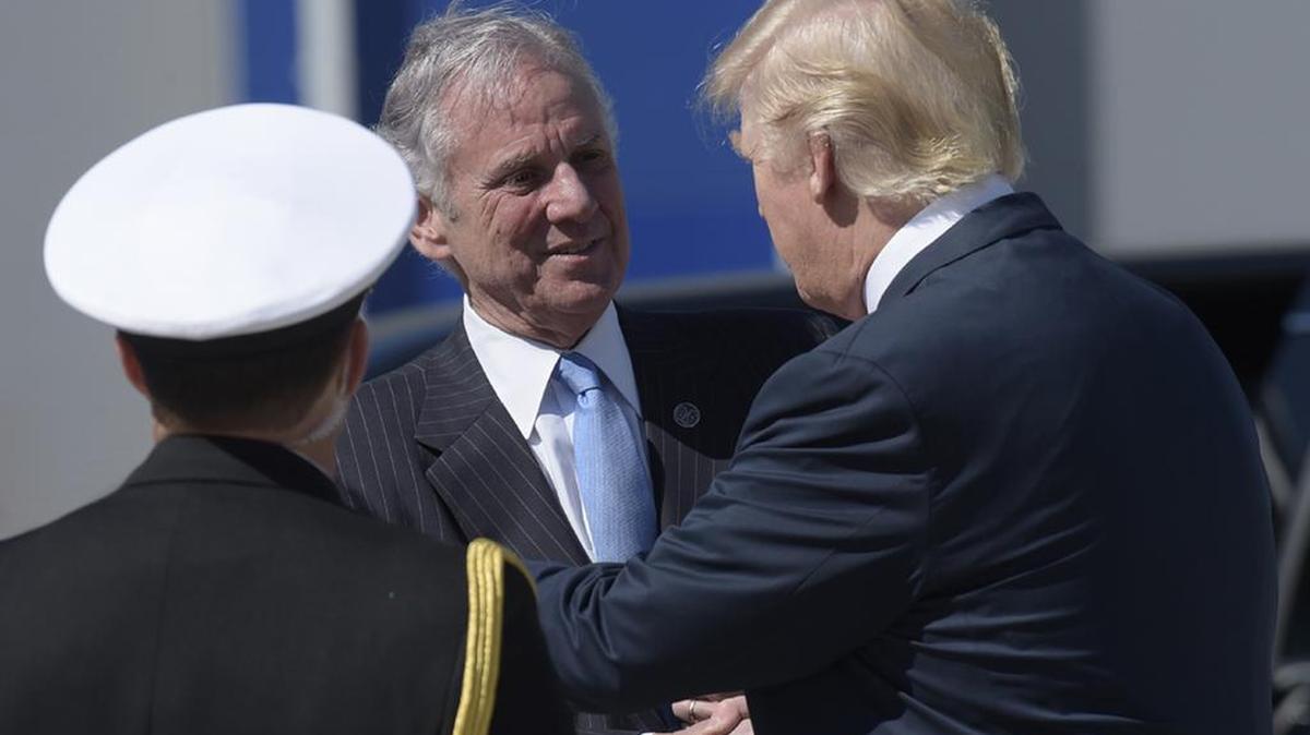 SC Gov Henry McMaster welcomes President Donald Trump to Charleston n February.