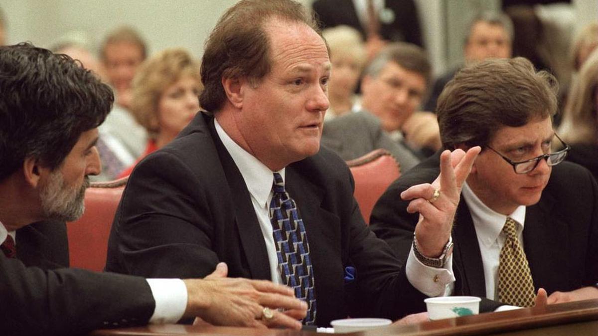 Former lobbyist Ron Cobb testifies in 1998 before a SC Senate committee investigating the retroactive capital-gains tax break he bribed legislators to pass for his clients.