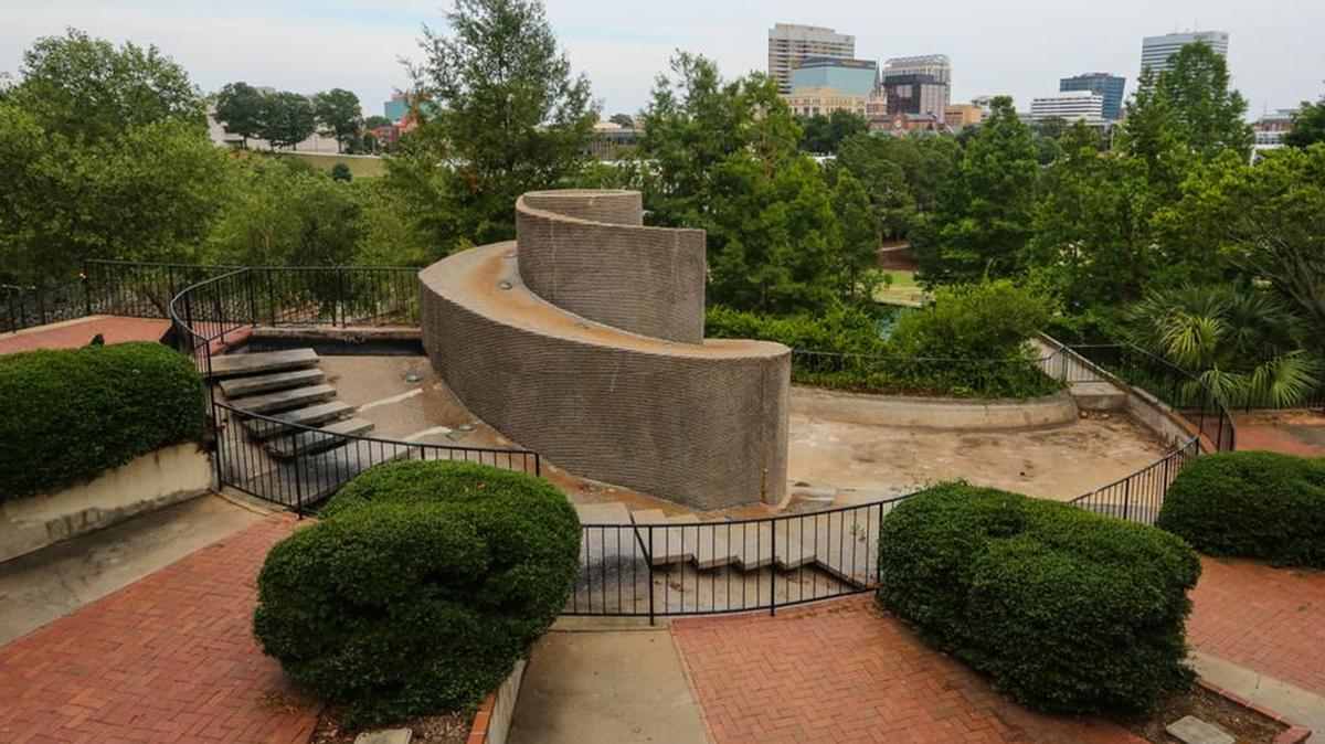 The iconic waterfall at Columbia’s Finlay Park has been turned off because it’s broken.