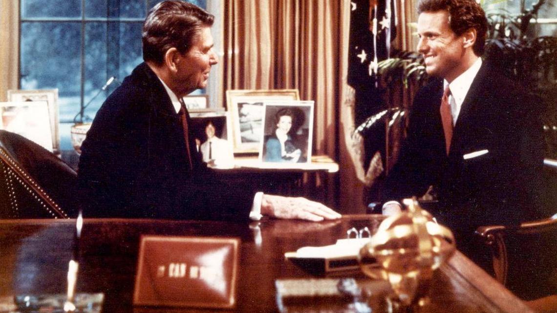 A Reagan Republican from the get-go: Henry McMaster poses for a photo with then-President Ronald Reagan, who named him US attorney for South Carolina.