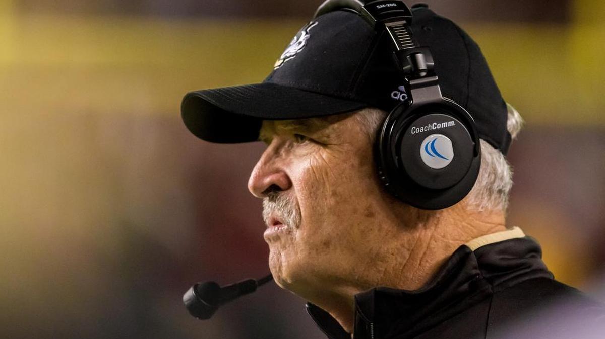 Wofford Terriers head coach Mike Ayers directs his team against the South Carolina Gamecocks in the second half at Williams-Brice Stadium.