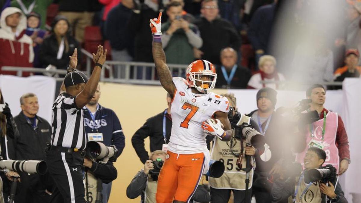 Clemson wide receiver Mike Williams celebrates a touchdown against Alabama during the College Football Playoff Championship game.