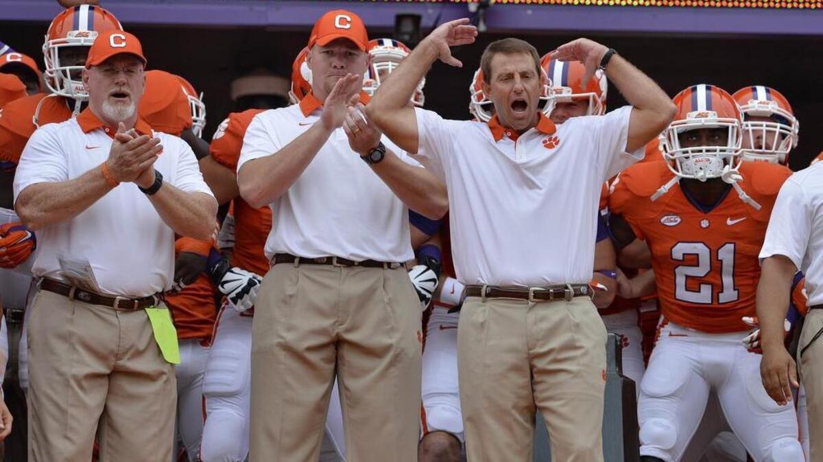 
Clemson coach Dabo Swinney has had his post-game interview quote of ‘Bring your own guts’ go viral after his Tigers beat Notre Dame last weekend.
