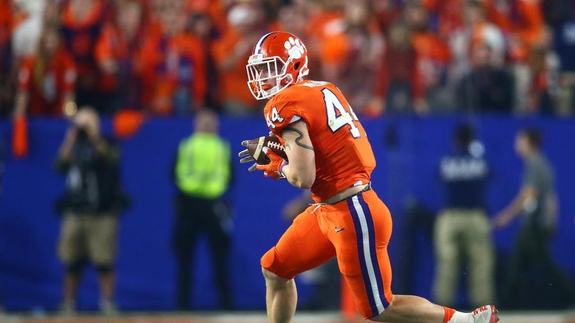 Clemson tight end Garrett Williams makes a catch against Ohio State in the 2016 Fiesta Bowl.