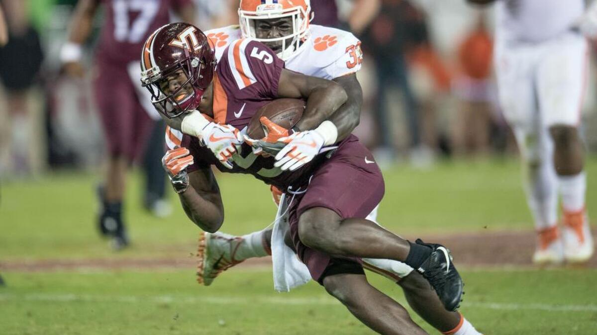 Clemson linebacker J.D. Davis led the Tigers in tackles against Virginia Tech.