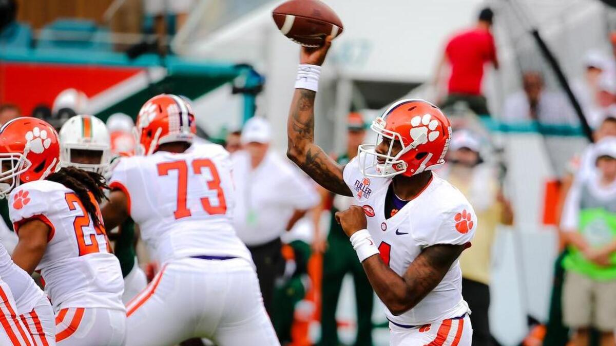 Clemson quarterback Deshaun Watson and the Tigers surged up the polls to No. 3 after a convincing 58-0 win over Miami on Saturday.