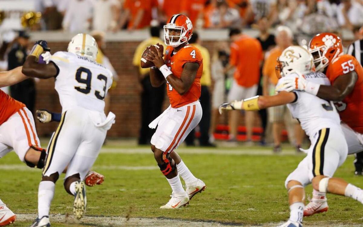 Clemson quarterback Deshaun Watson (4) throws against Georgia Tech