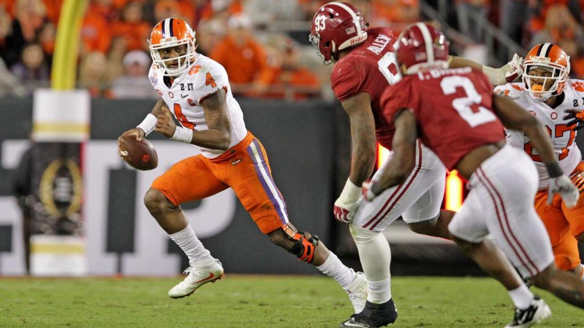 Clemson Tigers quarterback Deshaun Watson (4) scrambles on a keeper in the National Championship game against Alabama in January.