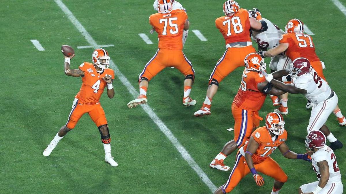 Clemson quarterback Deshaun Watson passed for 405 yards and four touchdowns last season against Alabama.