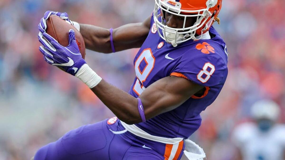 Clemson's Deon Cain pulls in a reception for a touchdown during the first half of Saturday’s football game against The Citadel in Clemson, S.C.