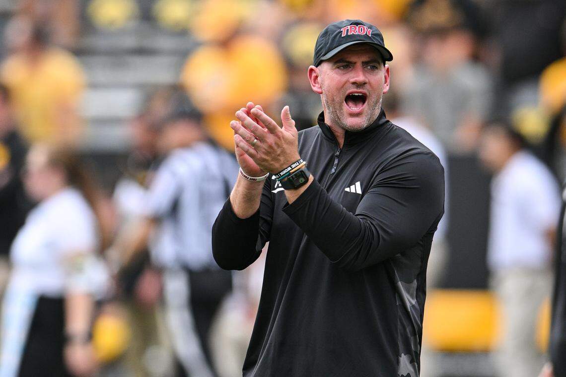 Troy football head coach Gerad Parker