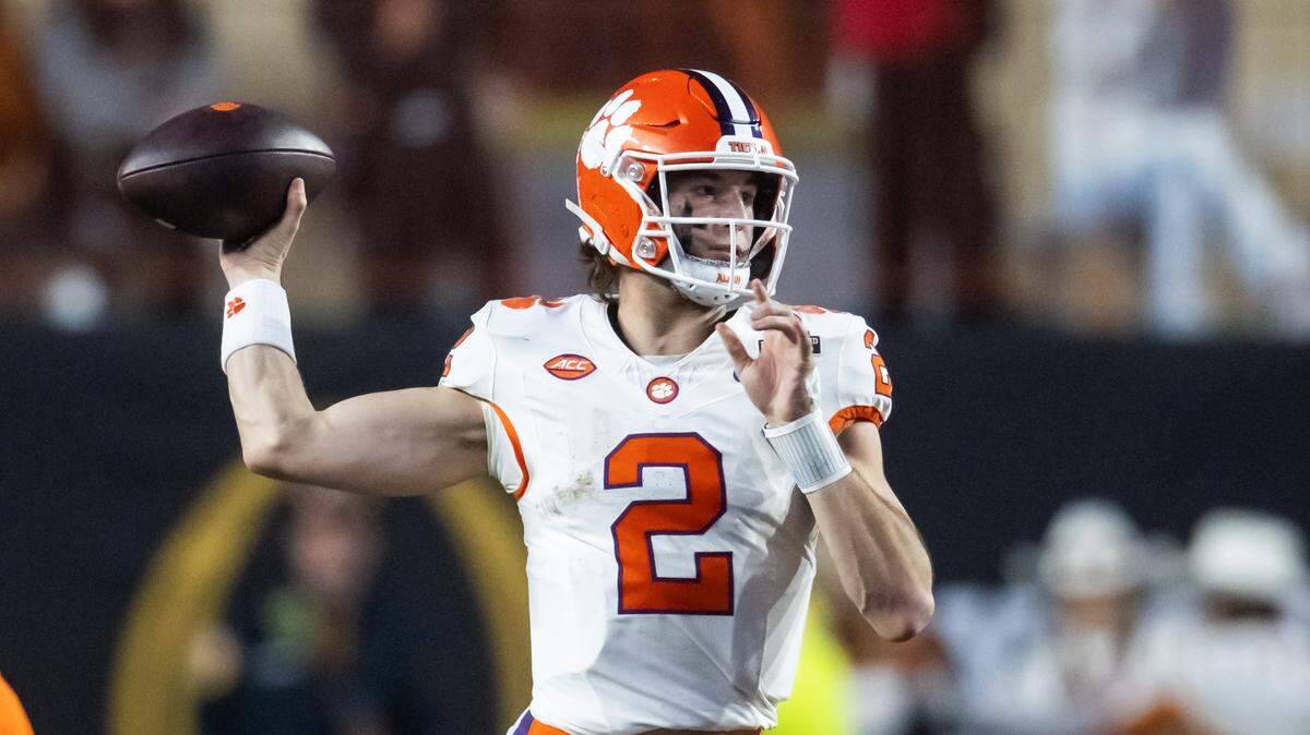 Dec 21, 2024; Austin, Texas, USA; Clemson Tigers quarterback Cade Klubnik (2) against the Texas Longhorns during the CFP National playoff first round at Darrell K Royal-Texas Memorial Stadium. Mandatory Credit: Mark J. Rebilas-Imagn Images