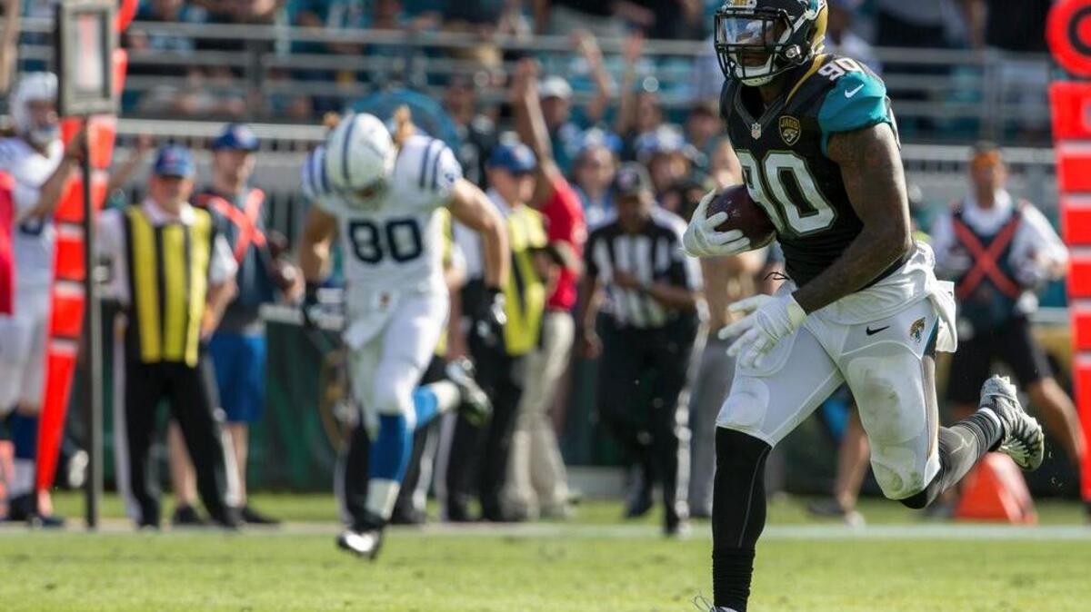 Jacksonville defensive end Andre Branch returns a fumble recovery 49 yards for a touchdown.