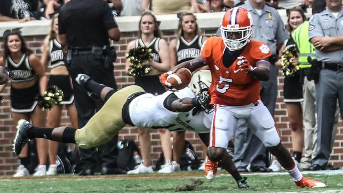 Clemson's Germone Hopper runs down field during a game against Wofford in 2015. He plans to transfer.
