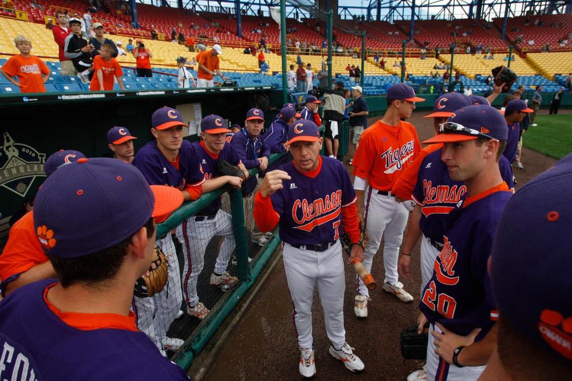Jack Leggett with Clemson at the 2010 College World Series inside Rosenblatt Stadium in Omaha.