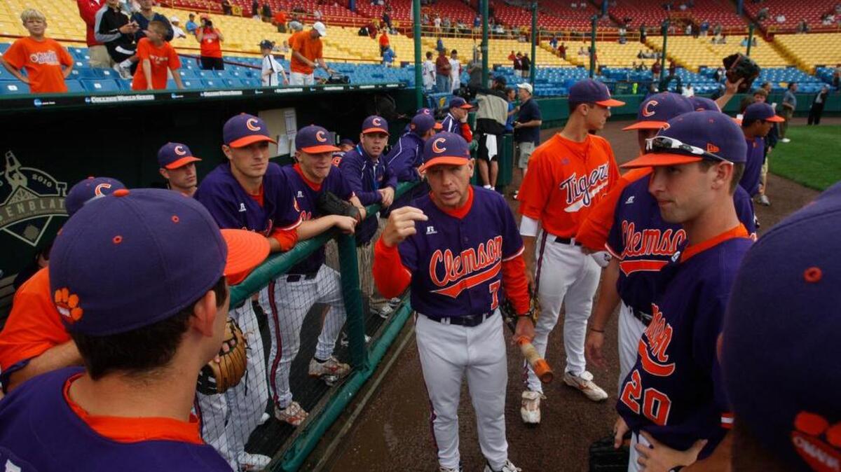 Jack Leggett with Clemson at the 2010 College World Series inside Rosenblatt Stadium in Omaha.