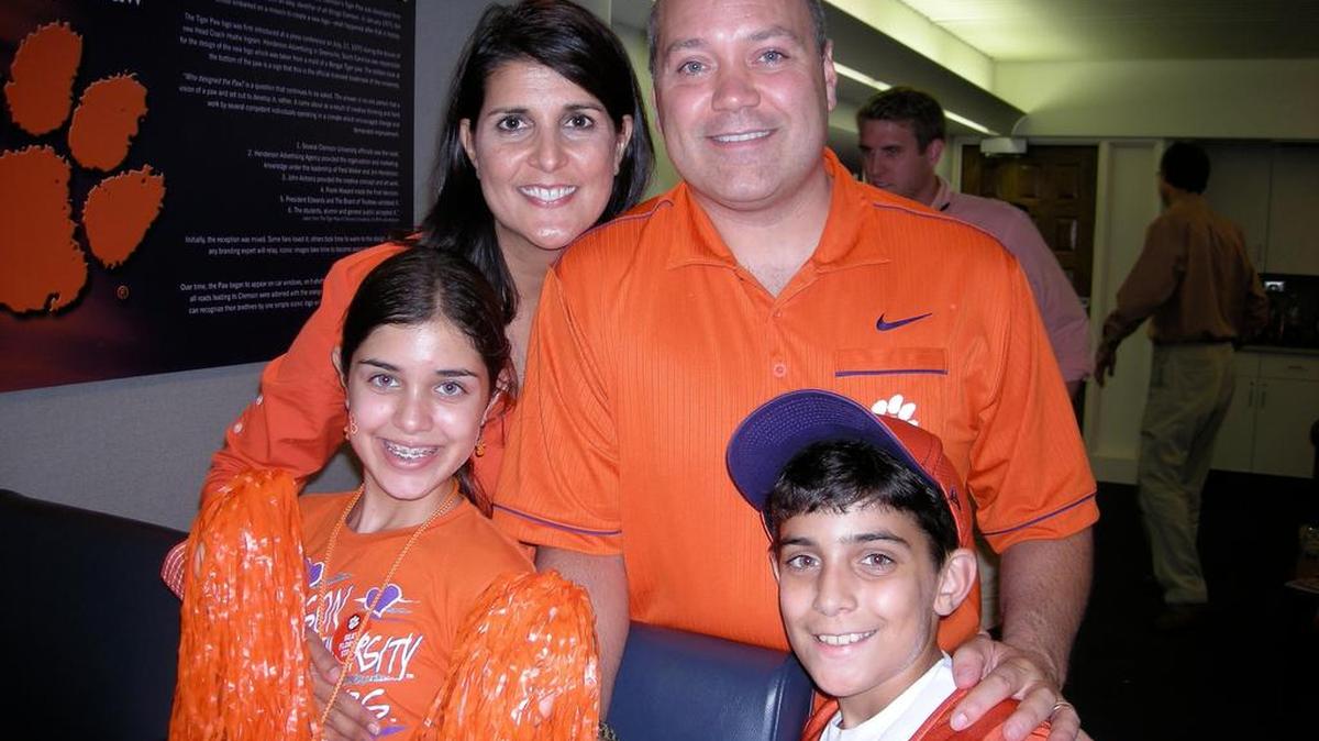 South Carolina governor Nikki Haley and family clad in Clemson orange.