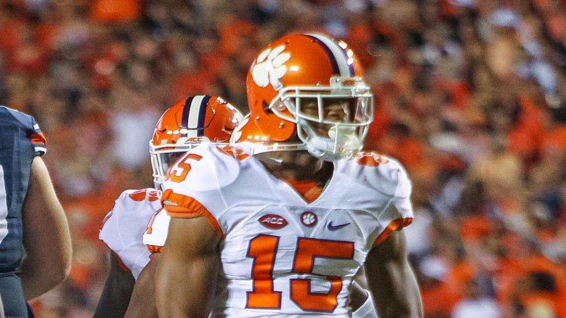 Clemson Tigers safety Korrin Wiggins (15) during of the first half of their game at Jordan-Hare Stadium in Auburn.