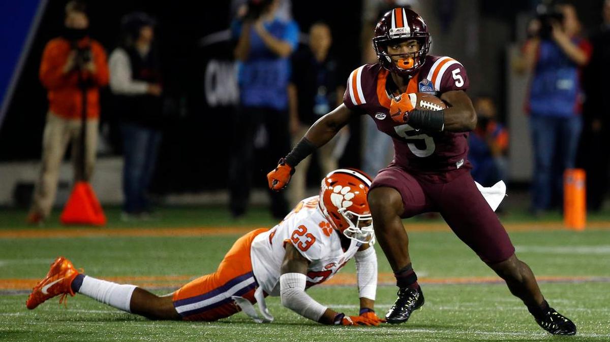 Virginia Tech receiver Cam Phillips had 12 catches last season against Clemson in the ACC Championship game.