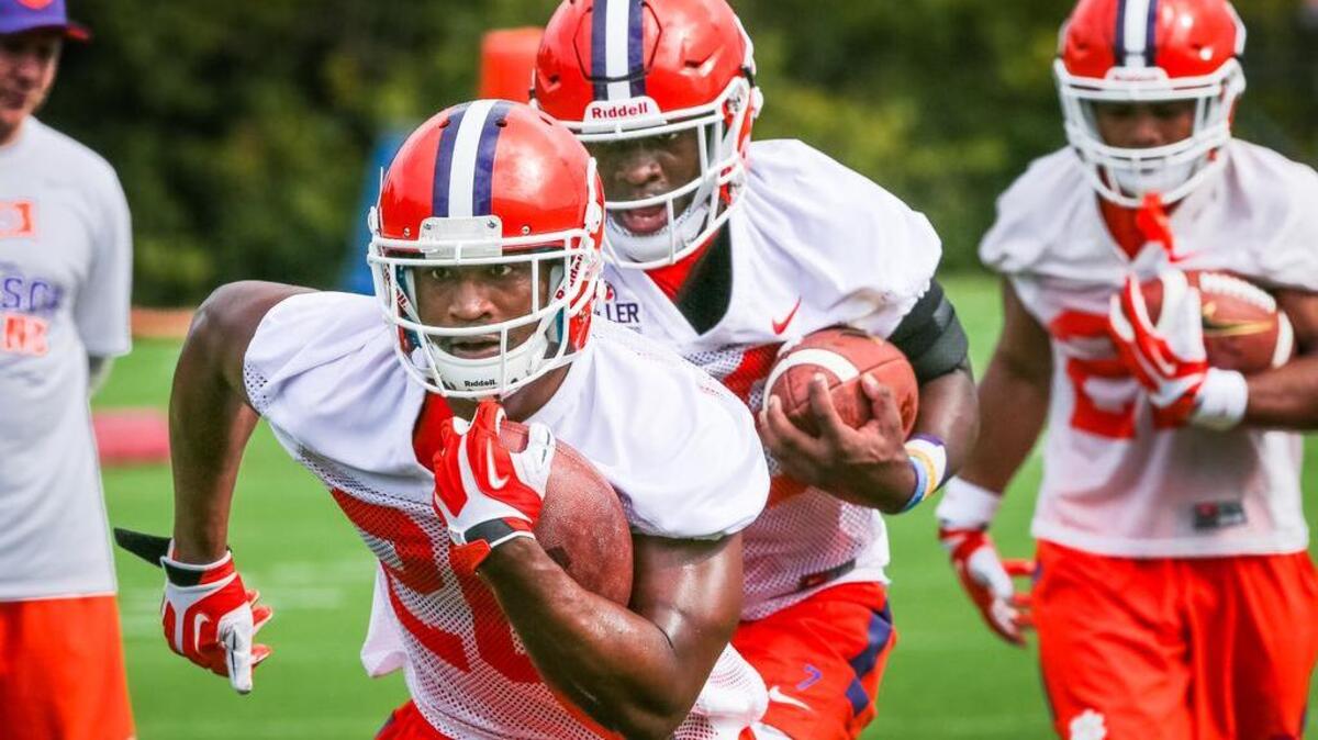 Clemson running back Tavien Feaster (28) could be the Tigers’ kickoff returner this season.