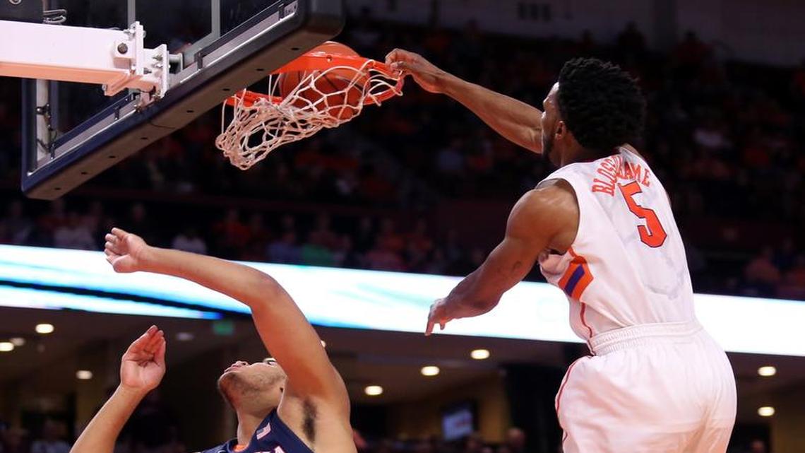 Clemson forward Jaron Blossomgame was named first-team all-ACC after finishing third in the league in scoring and sixth in field-goal percentage this season.