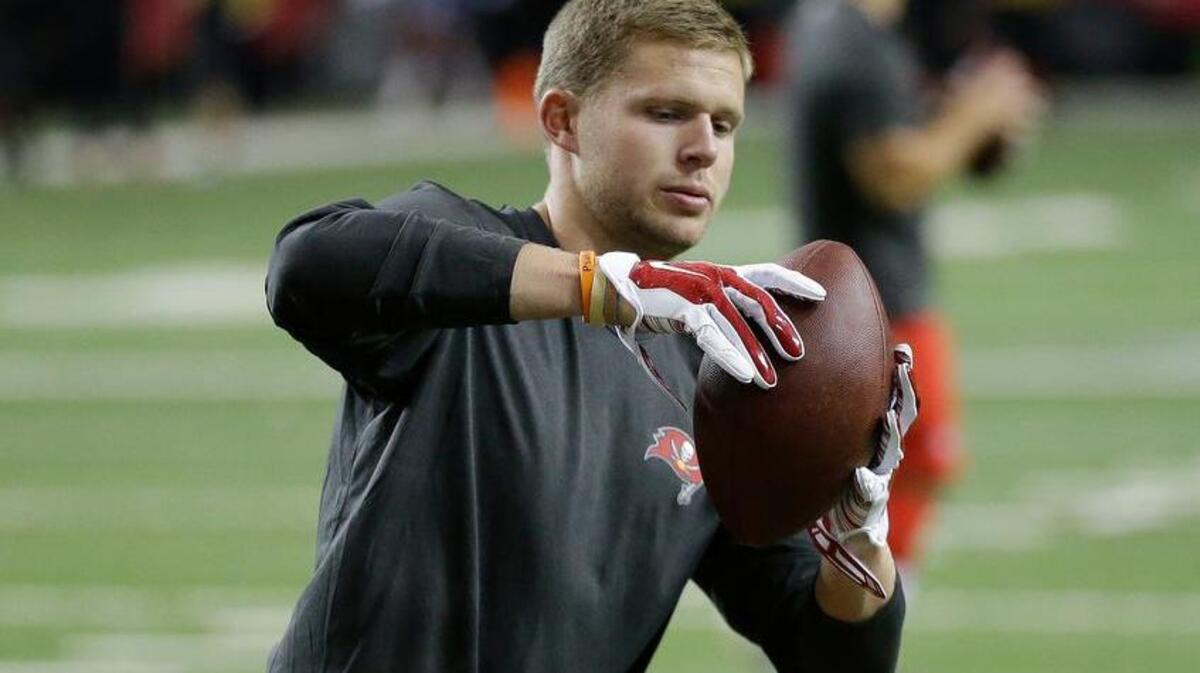 Dorman/Clemson product Adam Humphries, now with the Tampa Bay Buccaneers, warms up before a game against the Atlanta Falcons earlier this month.