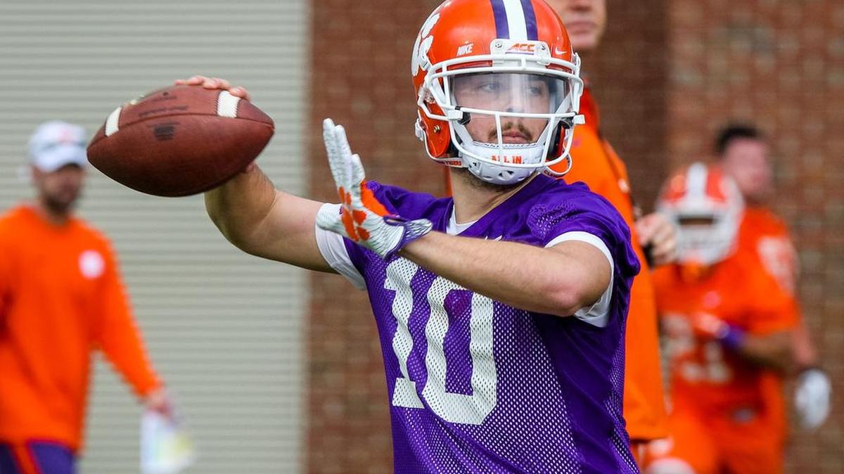 Clemson quarterback Tucker Israel during the first day of spring football practice.