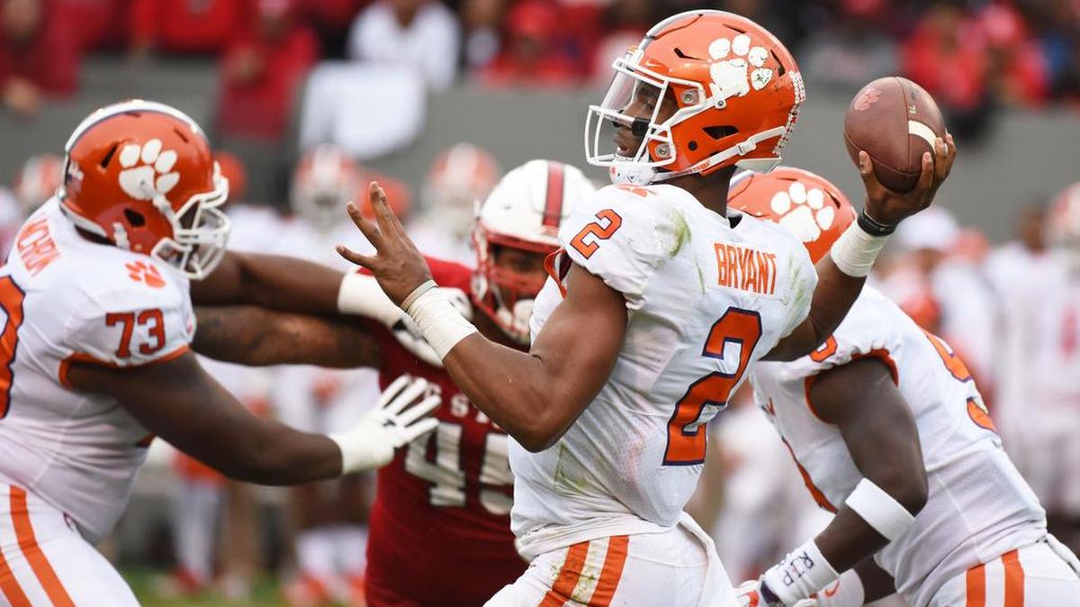 Clemson QB Kelly Bryant throws a pass Saturday against N.C. State.