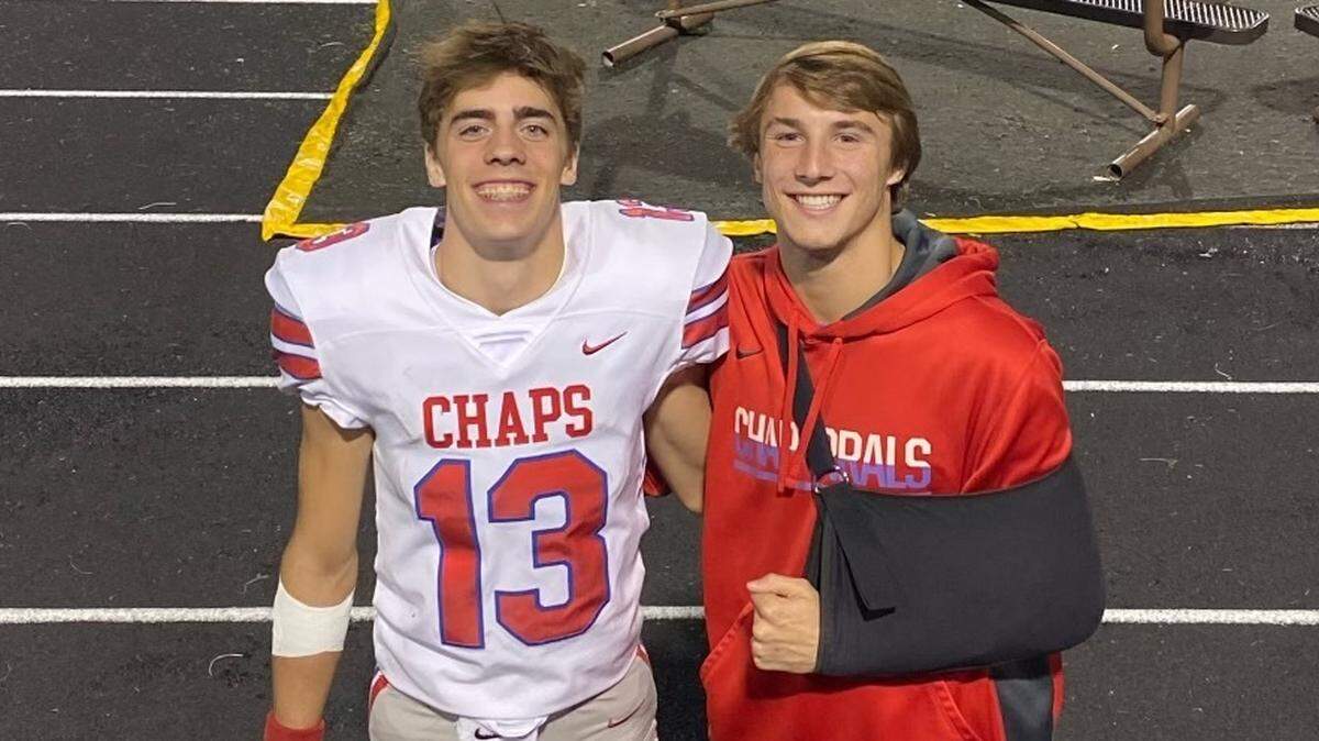 Now-Clemson quarterback Clemson Klubnik (right) and Westlake High School teammate Christian Edgar (left) in 2021