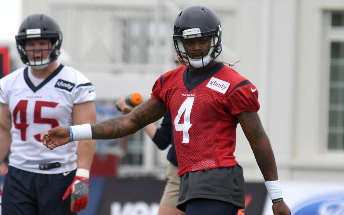 Houston Texans quarterback Deshaun Watson (4) is shown during the team's NFL training camp in White Sulphur Springs, W.Va.