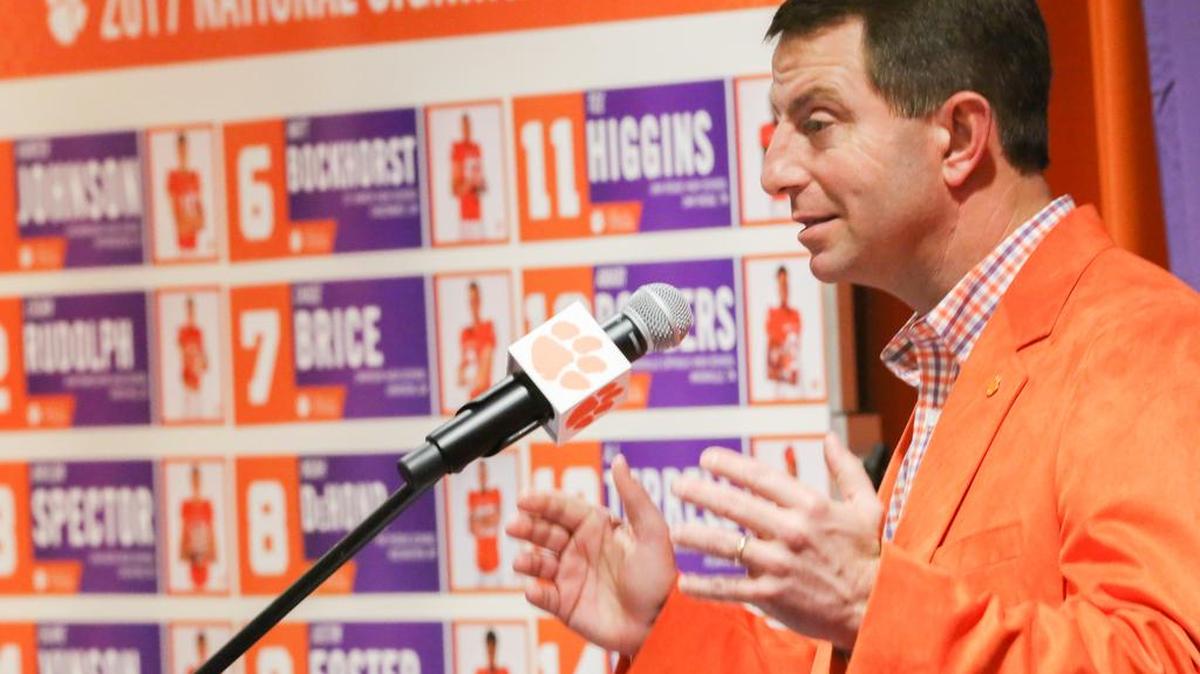 Clemson coach Dabo Swinney speaks on National Signing Day.