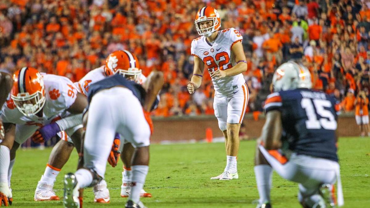 Clemson kick Greg Huegel was injured during Clemson’s practice on Wednesday.