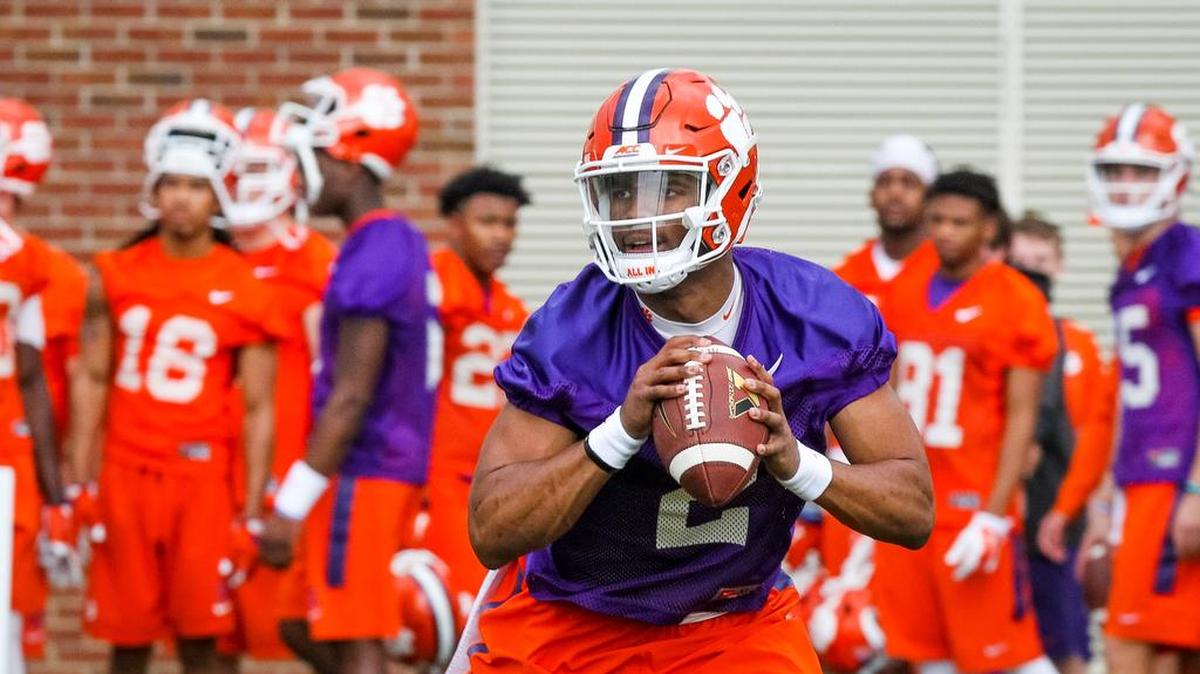 Clemson quarterback Kelly Bryant (2) is the number one quarterback as the Tigers begin spring football practice in Clemson, SC.