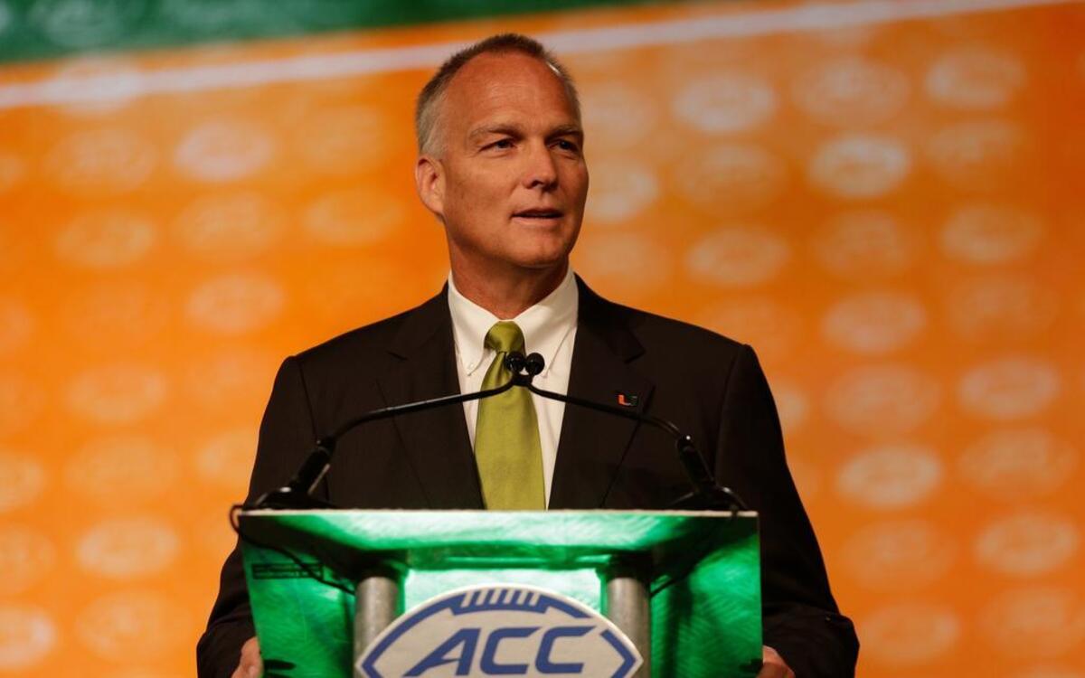 Miami coach Mark Richt speaks to the media Thursday in Charlotte.