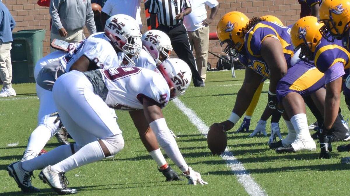 The Benedict Tigers play against the Morehouse College Tigers in a game this past season.