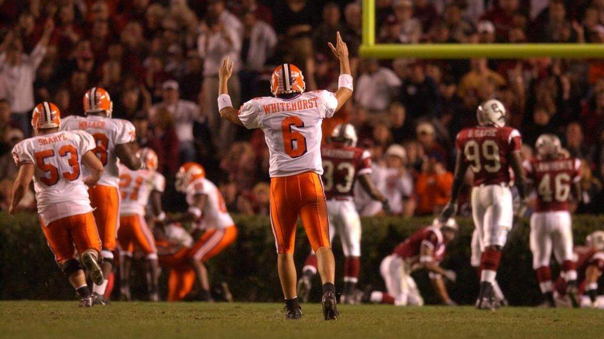 From 2003: Clemson QB Charlie Whitehurst throws a third touchdown pass in the first quarter against South Carolina.