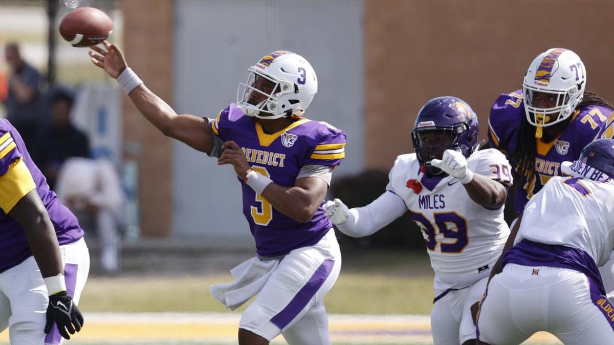 Benedict’s John Lampley 3 plays Miles at Charles W. Johnson Stadium in Columbia, South Carolina on Saturday, October 8, 2022.