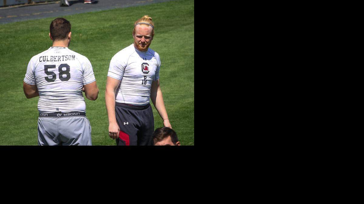 
Ryland Culbertson and Patrick Fish work out for NFL scouts during USC Pro Day on Wednesday.
