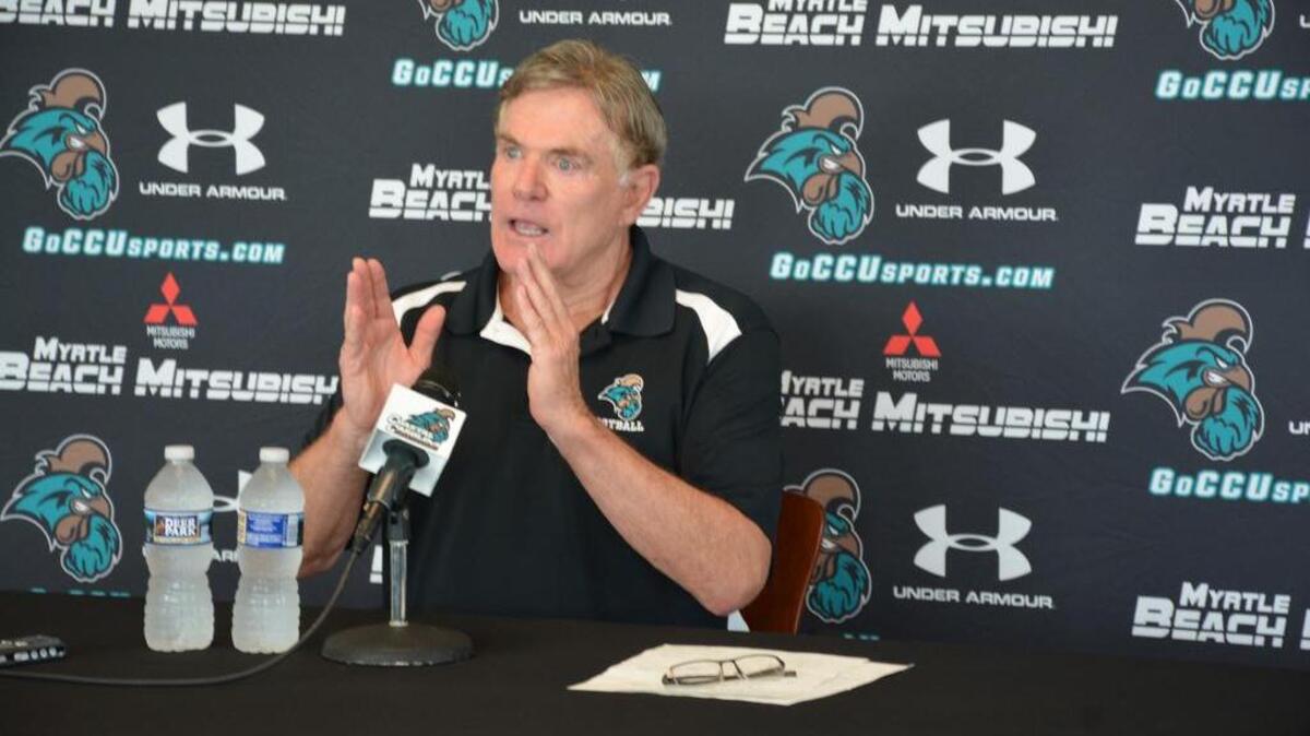 Coastal Carolina football coach Joe Moglia and the Chanticleers visit the Gamecocks on Sept. 1, 2018.