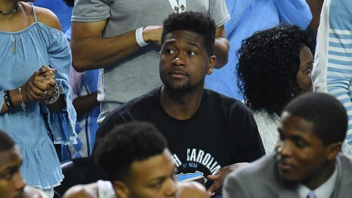 Villanova Wildcats former player Kris Jenkins looks on during the second half between the North Carolina Tar Heels and the Gonzaga Bulldogs in the championship game of the 2017 NCAA Men's Final Four at University of Phoenix Stadium.