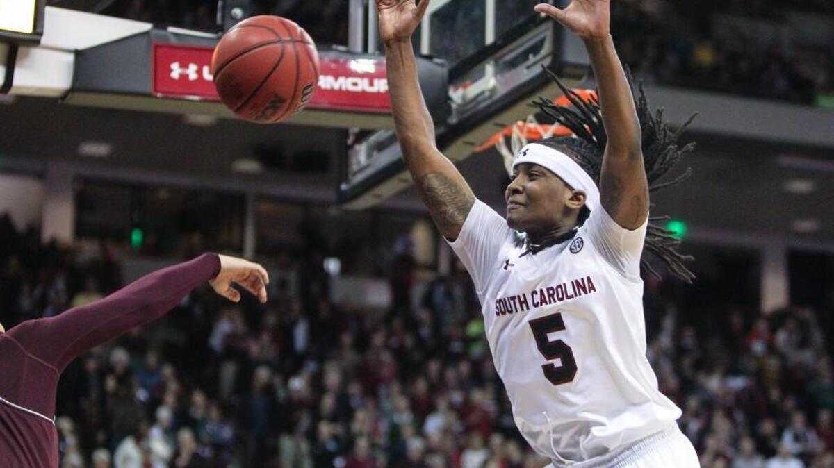 Khadijah Sessions blocks an in-bounds pass in the final seconds.