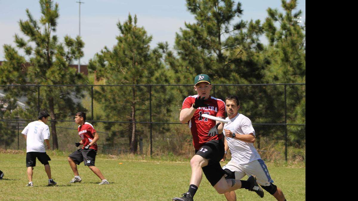 
Members of the University of South Carolina ultimate Frisbee team are practicing this week for a shot at reaching the Ultimate Frisbee College Championships.
