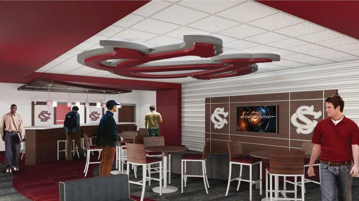 The existing media room at Founders Park will be converted into a team lounge directly accessible from the building lobby.