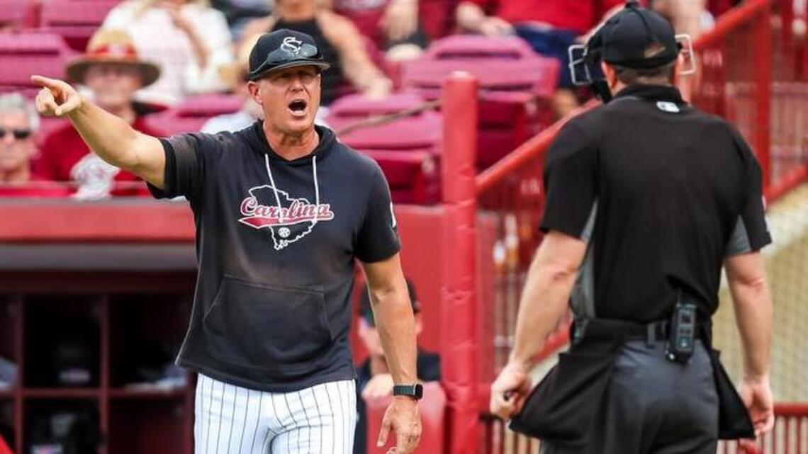Watch: South Carolina baseball’s Mark Kingston ejected in Sunday game vs. Auburn