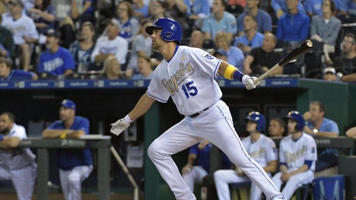 Kansas City’s Whit Merrifield connects on a sacrifice fly on Friday. The former Gamecock was called up this week.