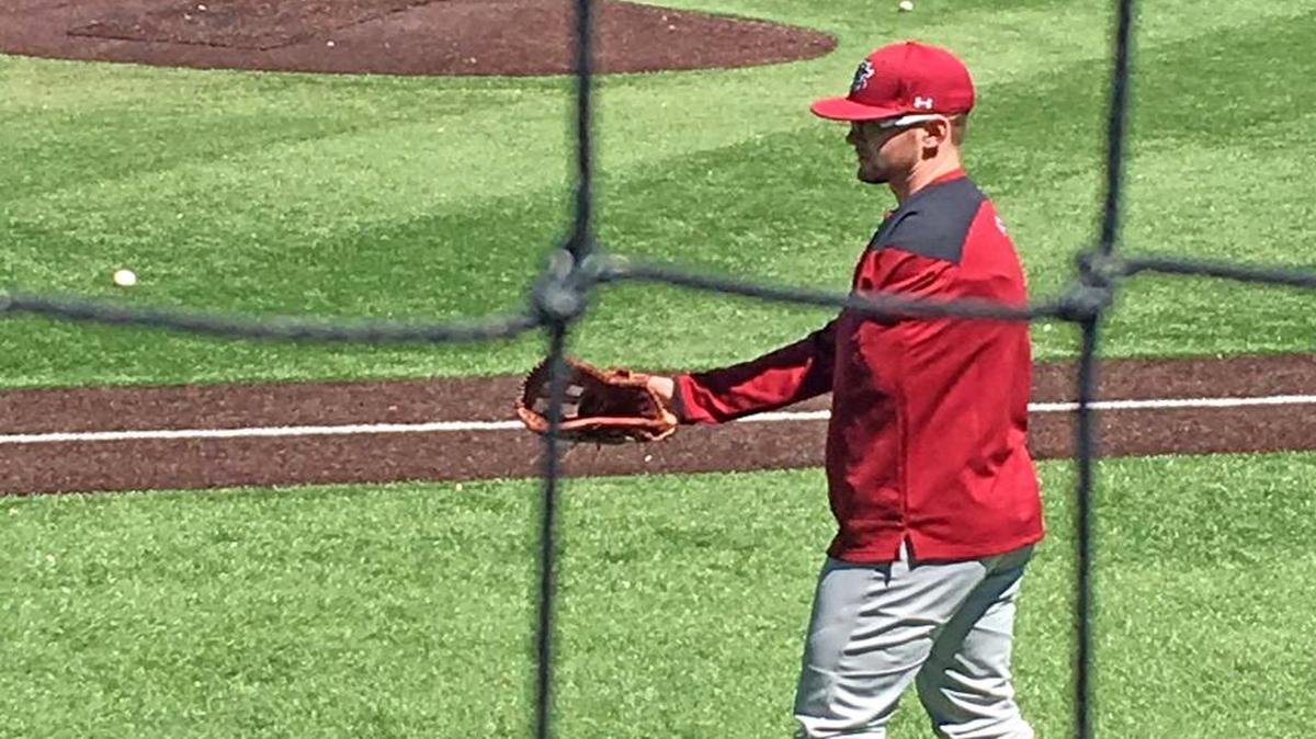 Alex Destino had his left arm in a sling Saturday.