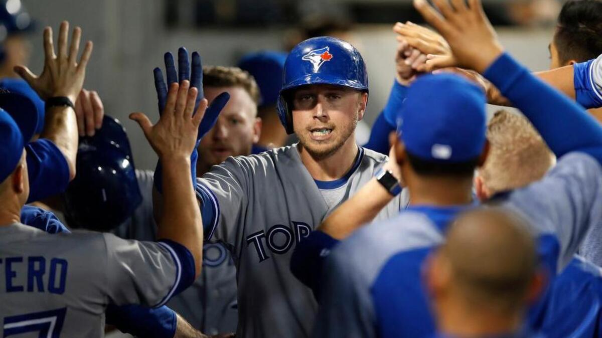 Justin Smoak is congratulated by teammates after hitting a home run this past week.