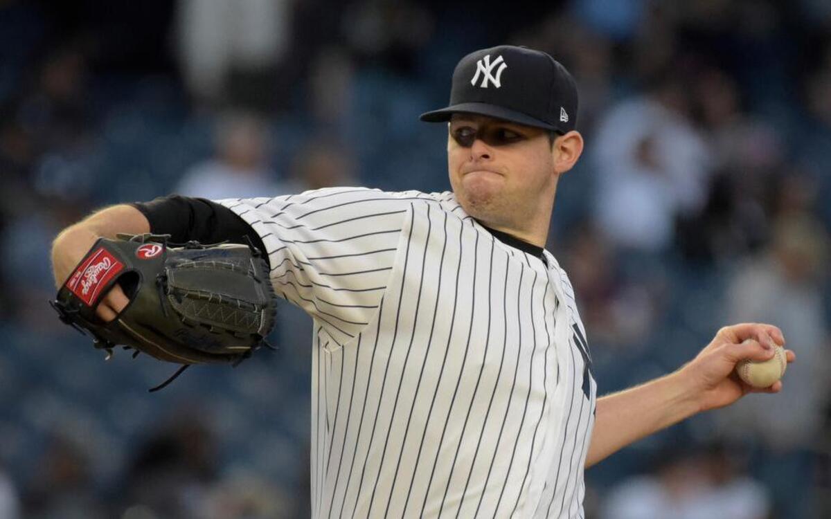 New York Yankees Jordan Montgomery deliver the ball to the Chicago White Sox on Monday at Yankee Stadium in New York.