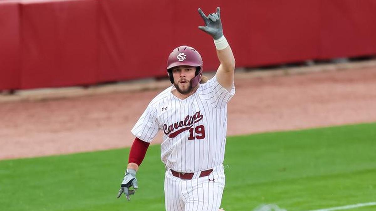 South Carolina catcher Cole Messina (19)